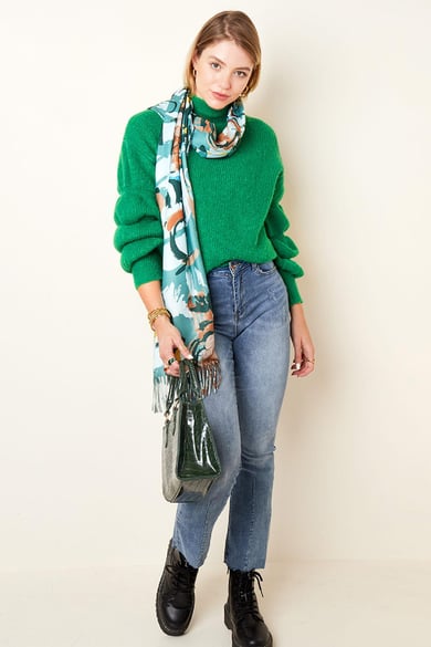 Trui met pofmouwen Groen S/M h5 Afbeelding5